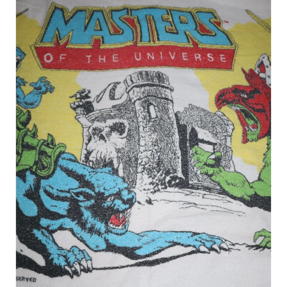 Vintage 1984 Masters of the Universe He-Man Skeletor Beach Towel Franco 80s Thin